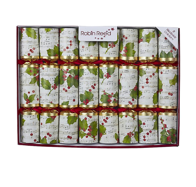 Robin Reed Concerto Holly Christmas Party Crackers – 8 Pack