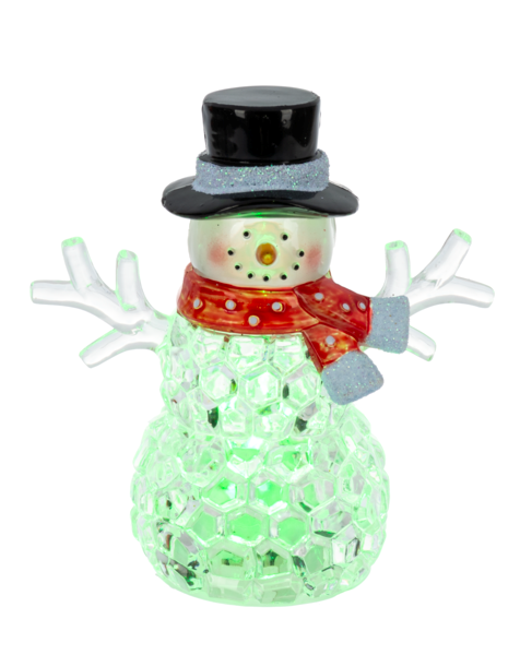 Light Up Mini LED Crystal Snowman – Assorted Colors – Each Sold Separately