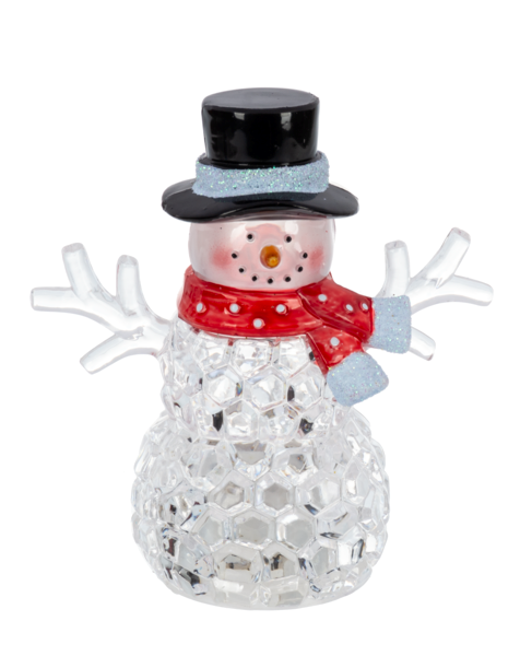 Light Up Mini LED Crystal Snowman – Assorted Colors – Each Sold Separately