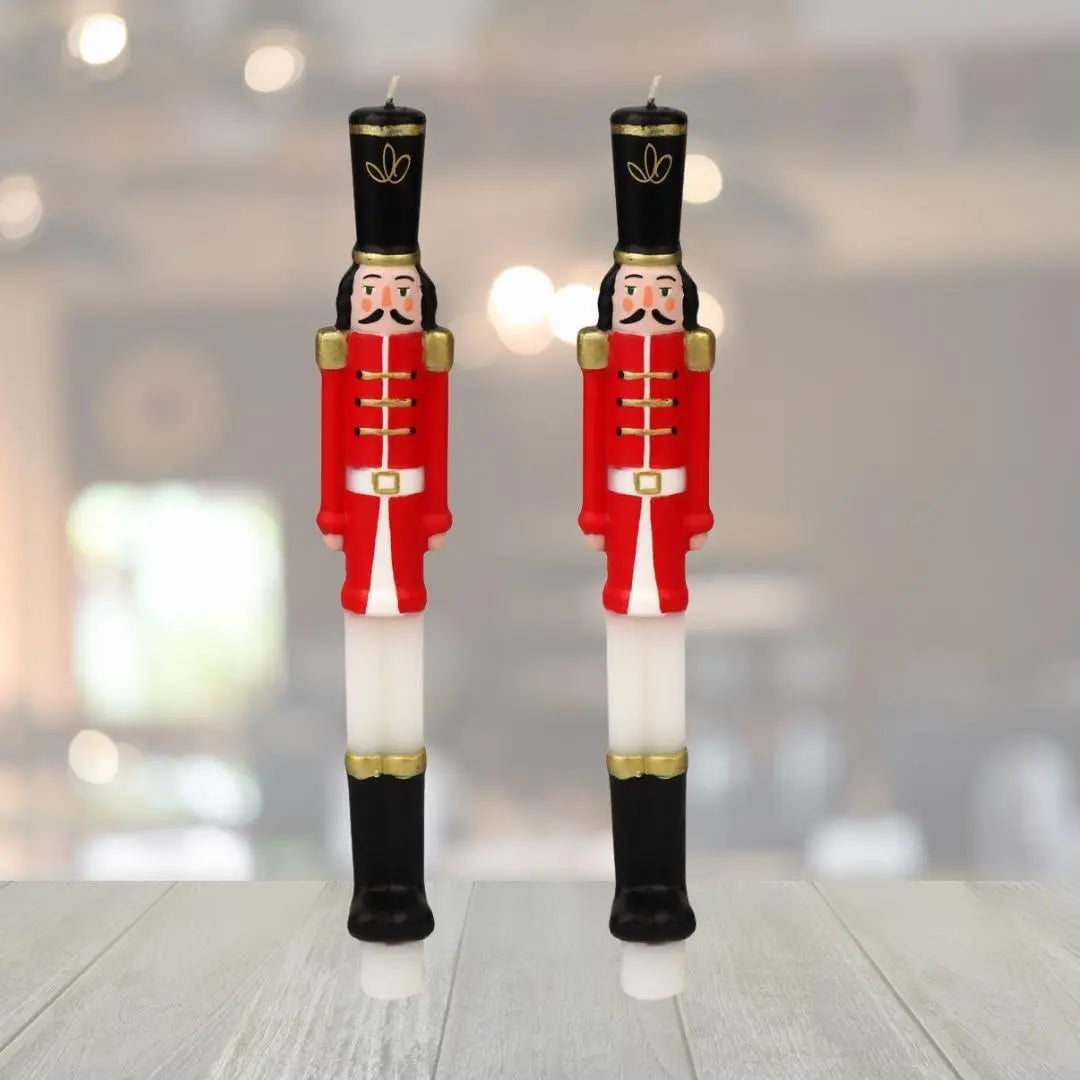 Nutcracker Soldier Christmas Dinner Candles - 10" – Pack of 2