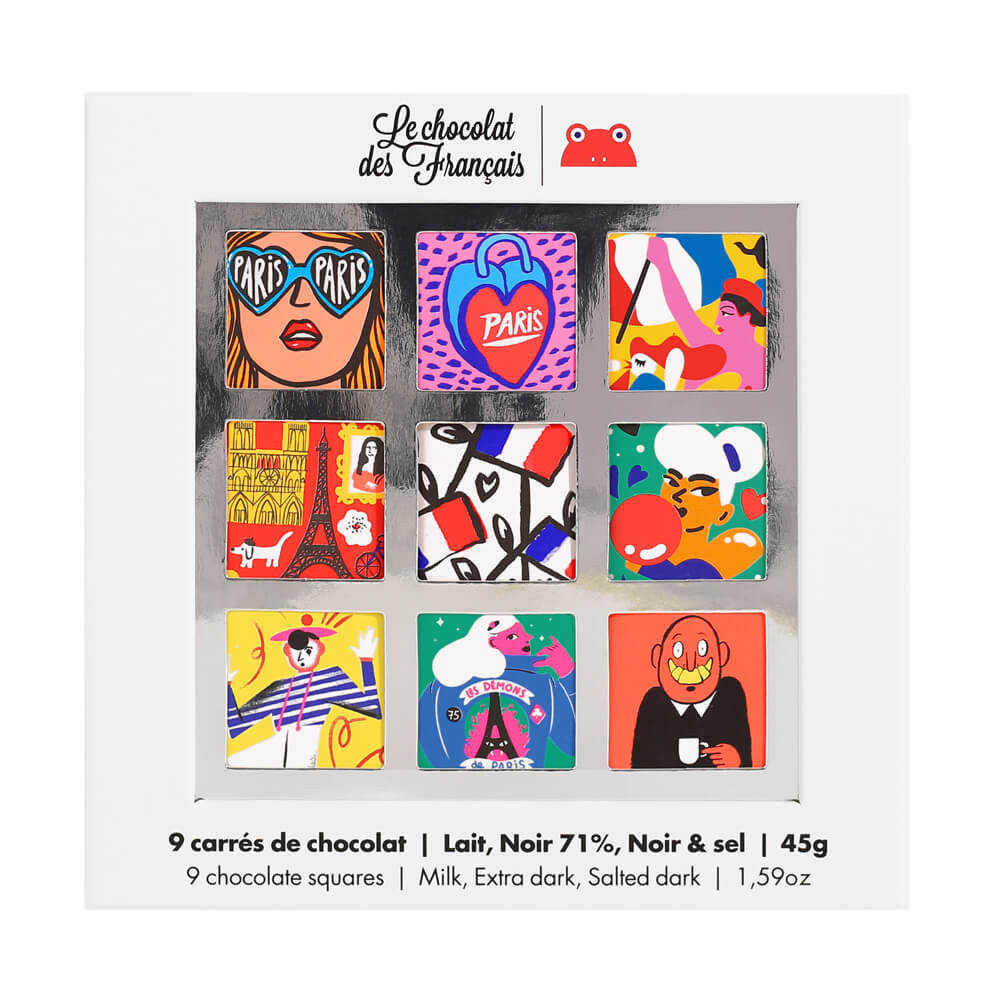 Le Chocolat des Francais Paris Theme Chocolate Squares – Box of 9