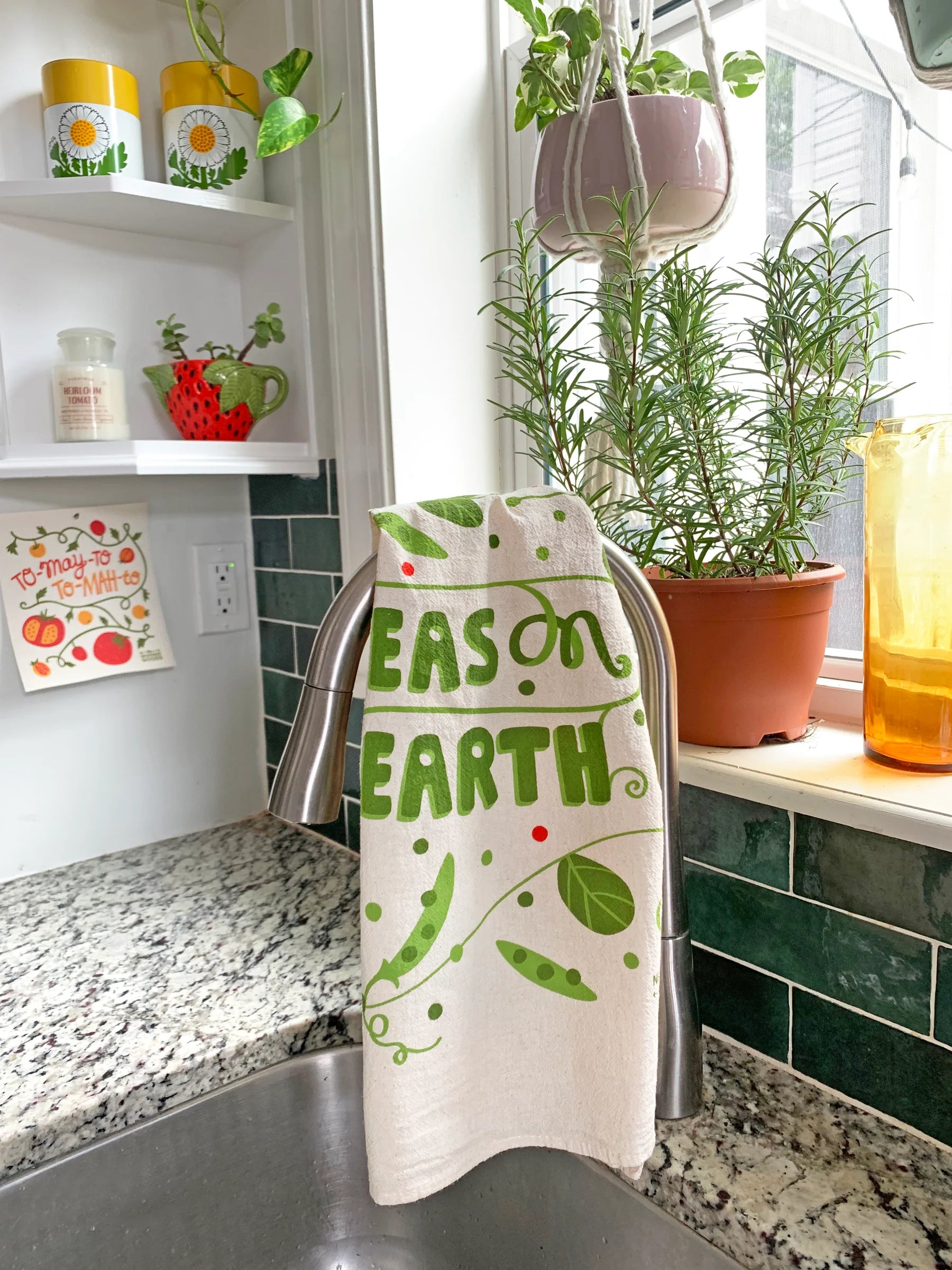 Dish Towel & Sponge Cloth Gift Set – "Peas On Earth"