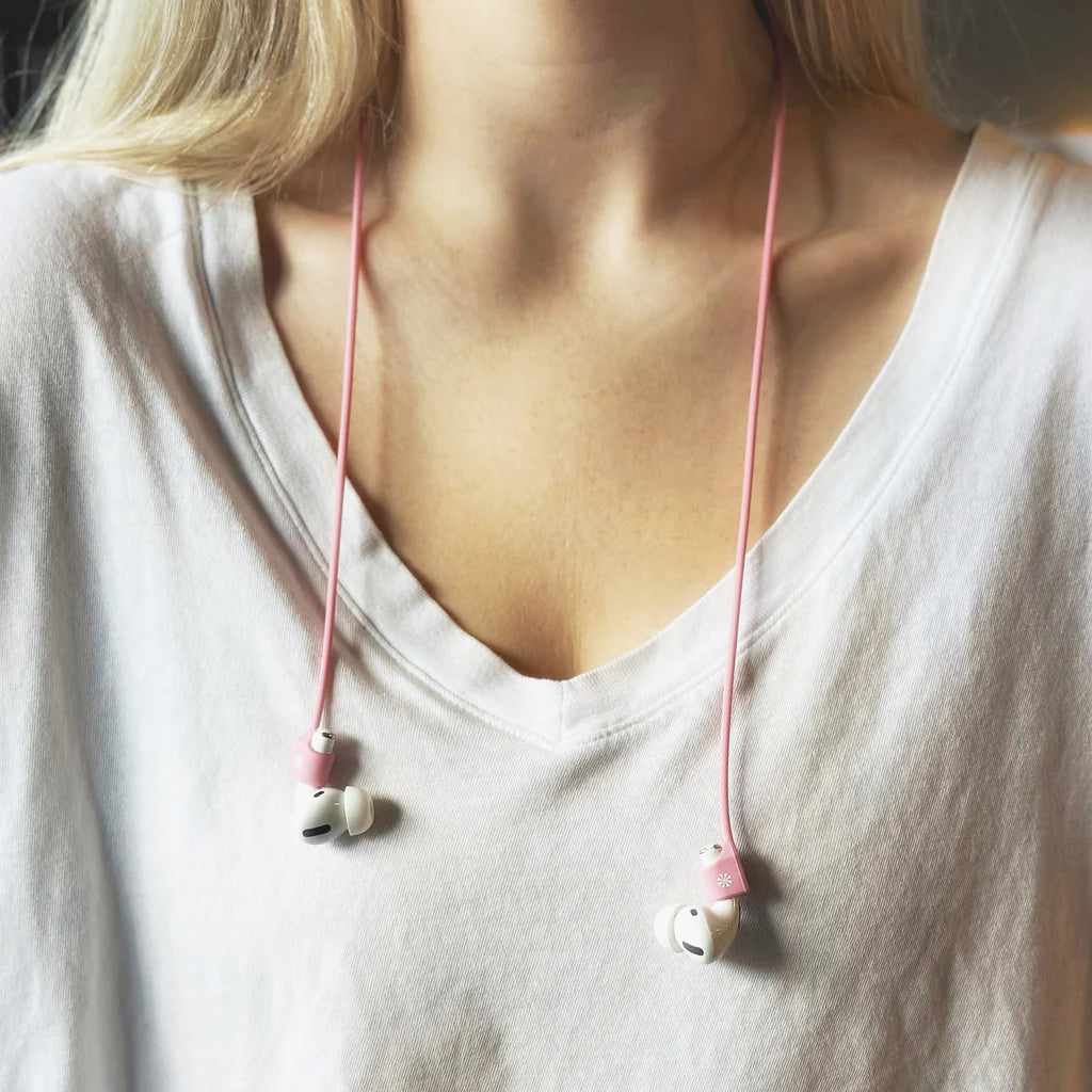 Tech Candy Pod Squad Set of 2 Earbud Tethers – Pink/Natural