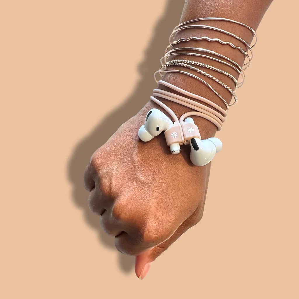 Tech Candy Pod Squad Set of 2 Earbud Tethers – Pink/Natural