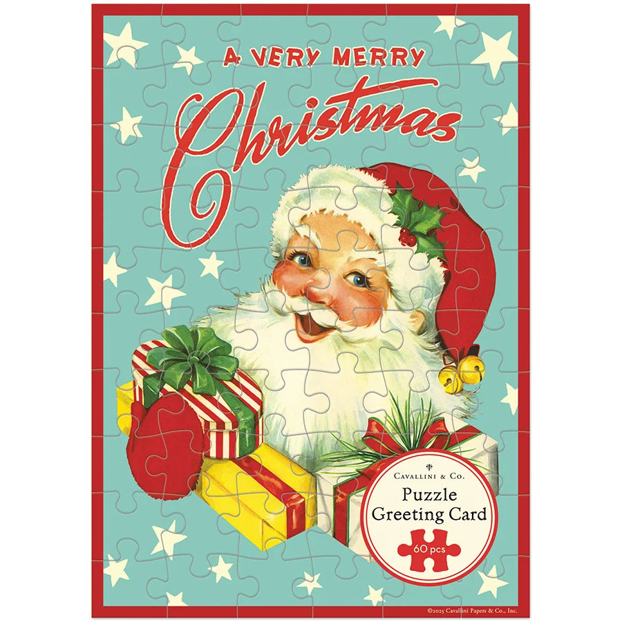 Cavallini & Co. Greeting Card Jigsaw Puzzle – 5" x 7" – Christmas Santa