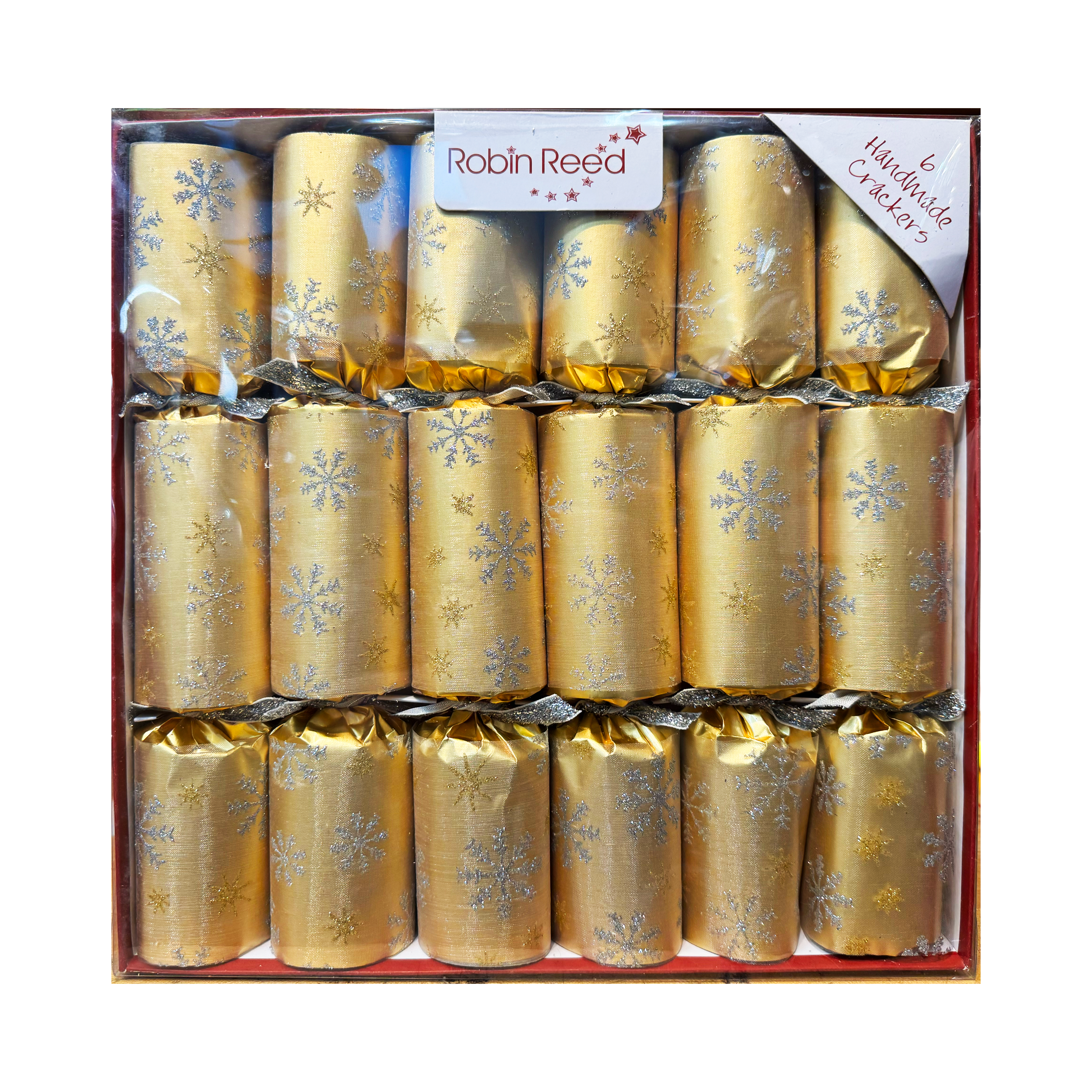 Robin Reed Gold Snowflakes Piccadilly Handmade Christmas Crackers – 6 Pack