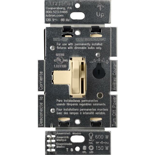 Lutron Single Pole 3-Way Toggle LED Dimmer Switch – 150-Watt – Ivory