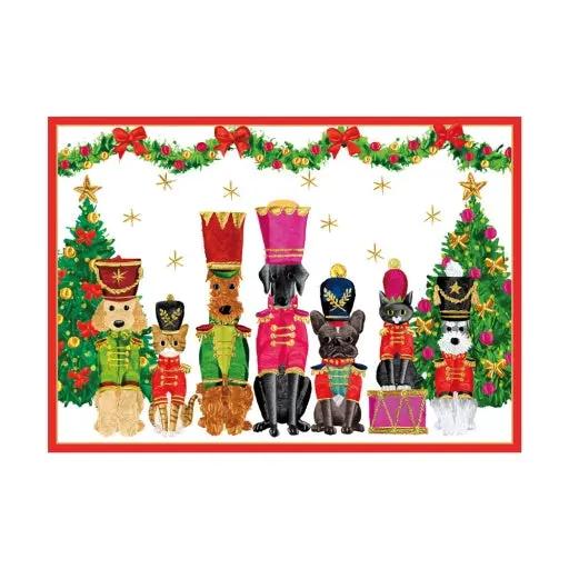 Caspari Pet Toy Soldiers Small Boxed Christmas Cards - Box of 15