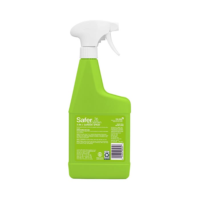 Safer 3 en 1 Insecticida y Fungicida Orgánico en Spray para Jardín – 24 oz.