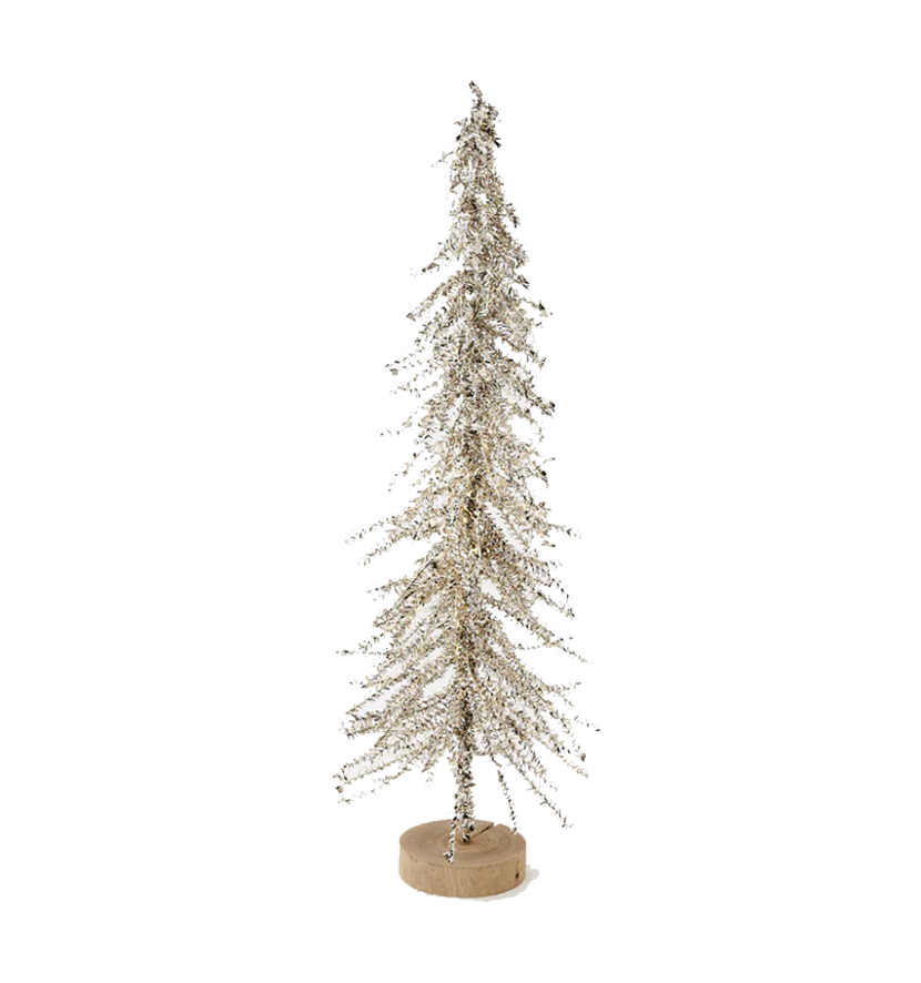 Tinsel Tree w/LED Lights & Adapter – Silver – Small 20"