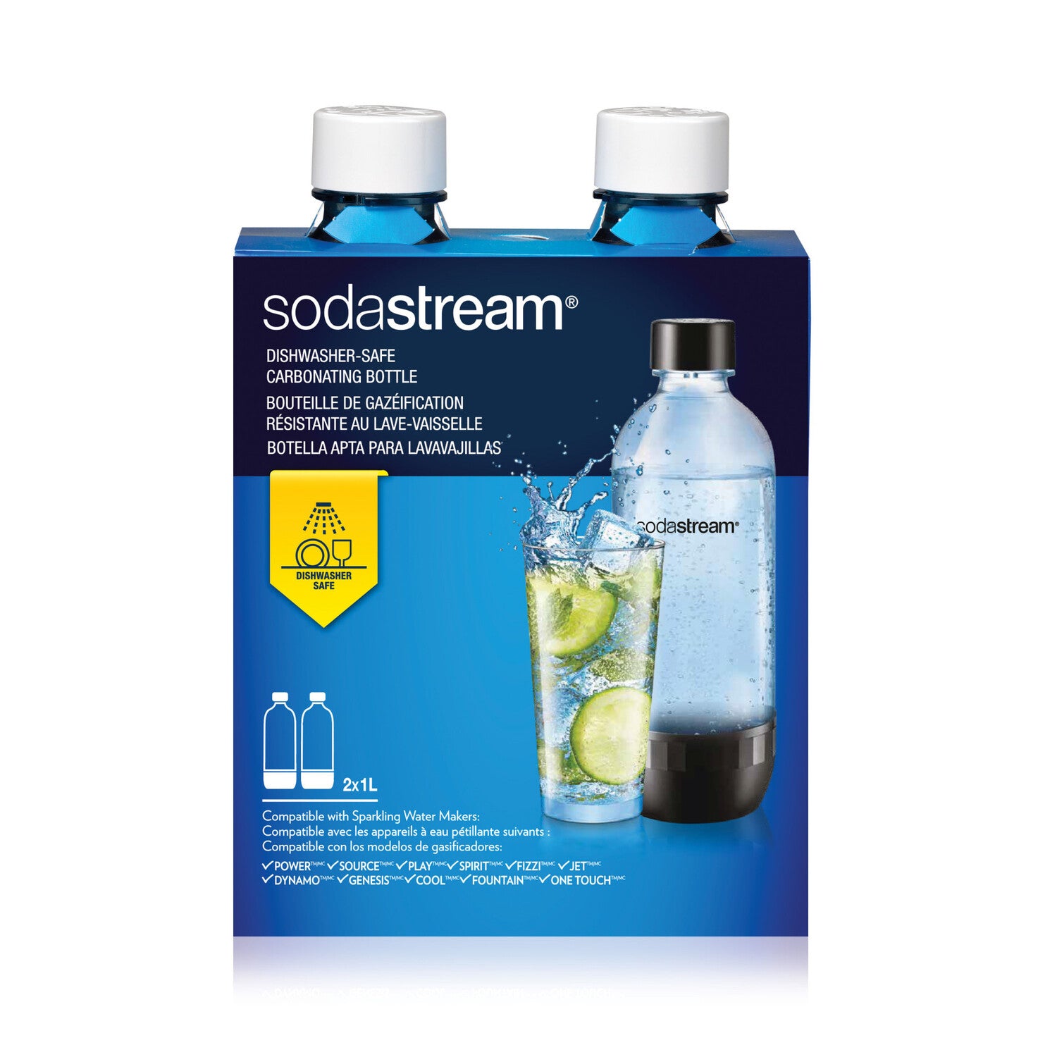 Sodastream 1 Liter Classic Replacement Bottles – White – 2 Pack