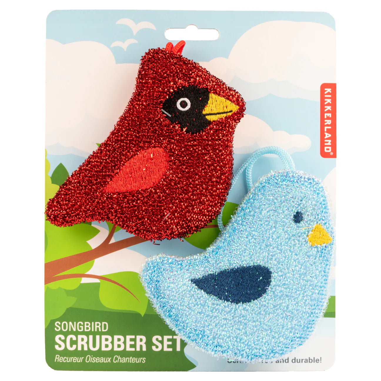 Kikkerland Songbird Scratch Free Scrubber Sponges – Set of 2