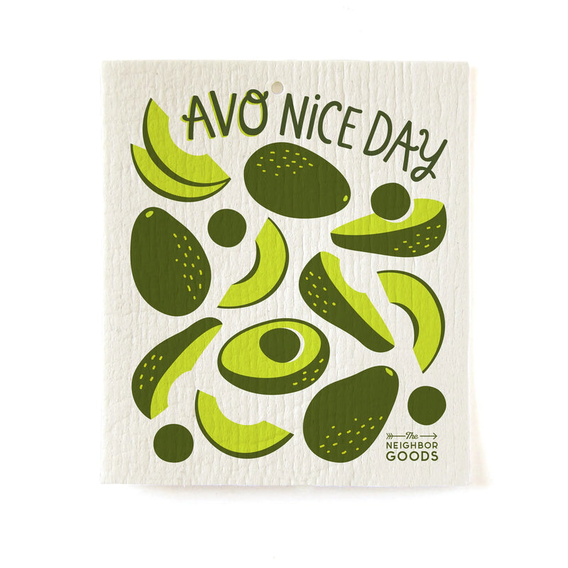 Dish Towel & Sponge Cloth Gift Set – Avocado – "Avo Nice Day"