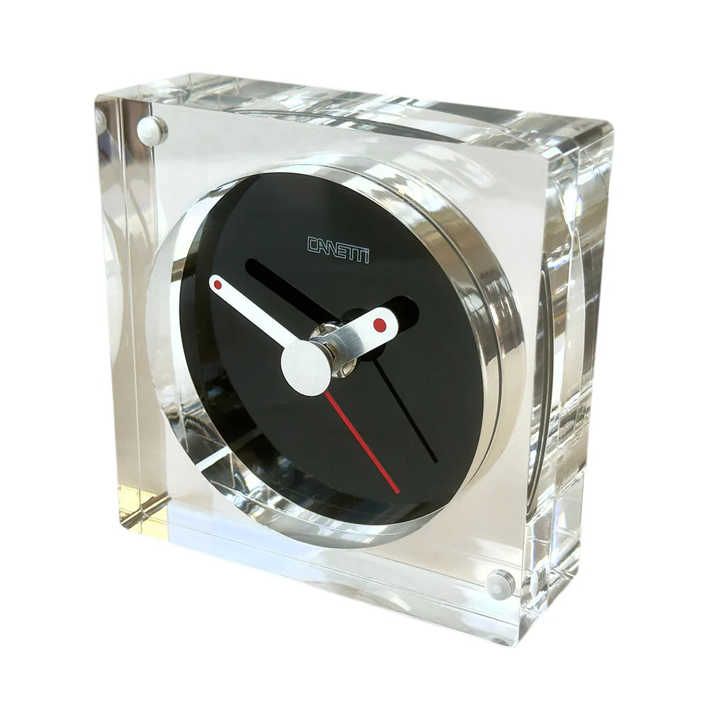 Canetti Square Acrylic Desk Clock  – Clear & Black