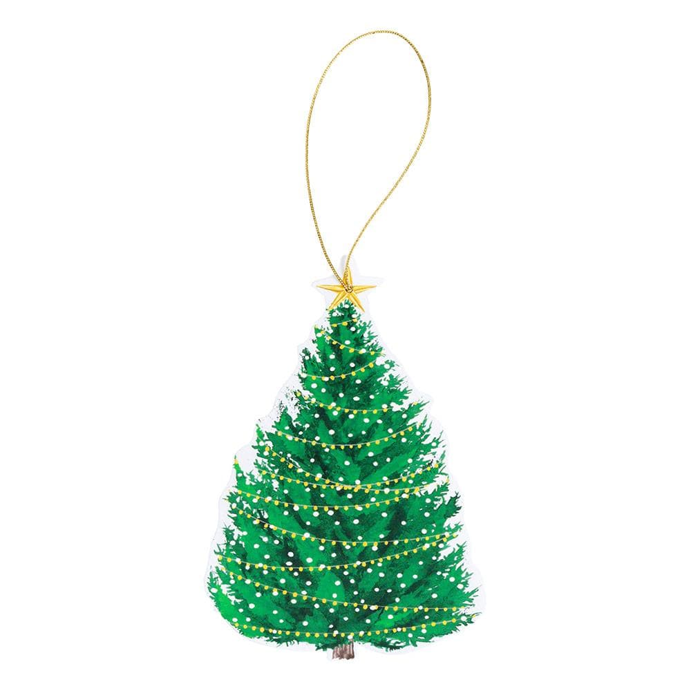 Caspari Die-Cut Christmas Ornament Tags | Tree With Lights – 4 Pack