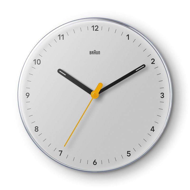 Braun Analogue Wall Clock BC26 With Silent Sweeping Quartz Movement – White – 9"