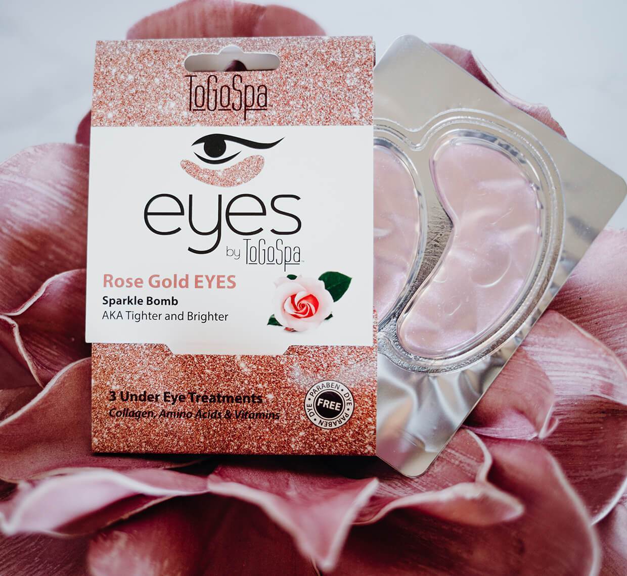 ToGoSpa Under Eye Masks – Tight & Bright – Rose Gold – Pack of 3