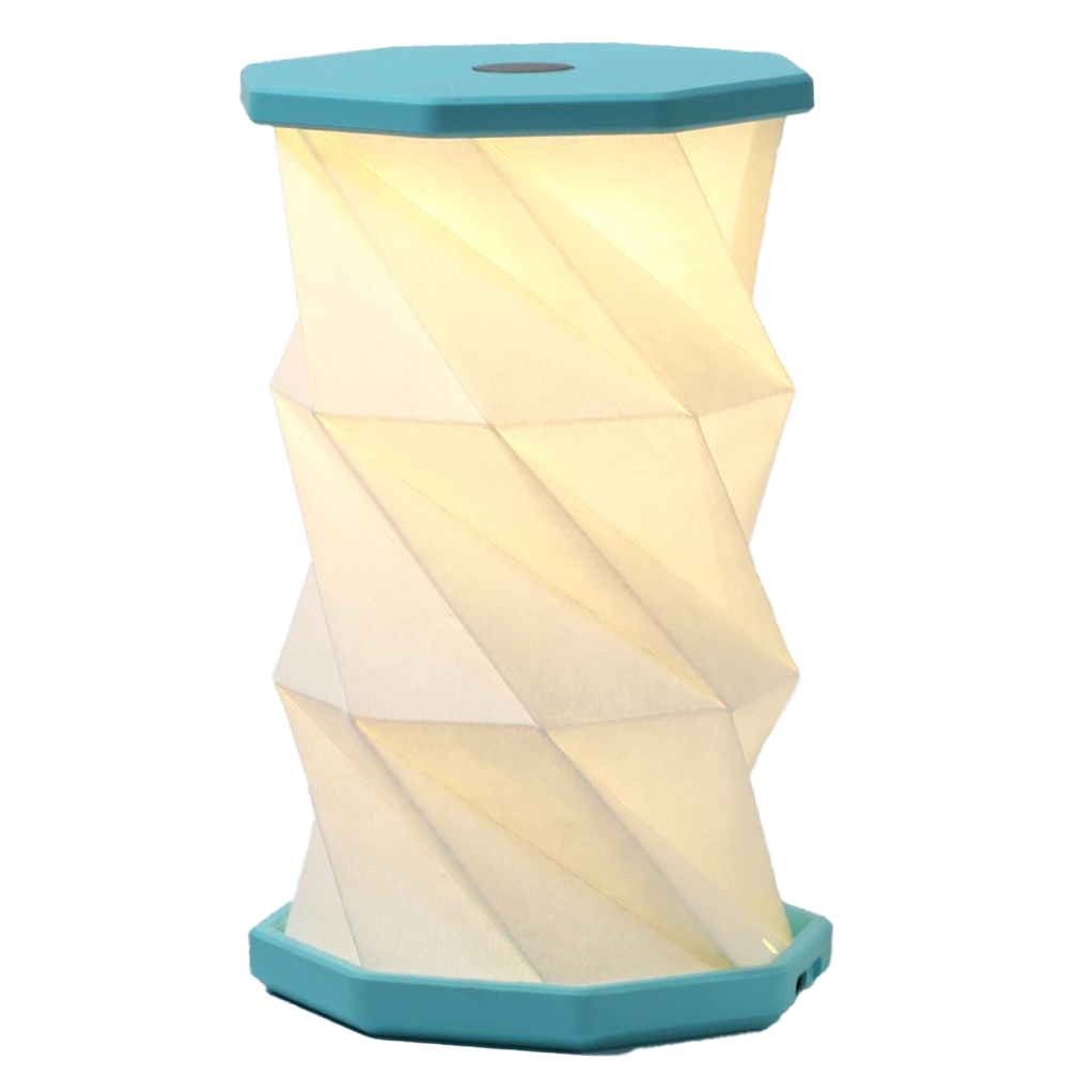 Gingko Folding Twist Mini Hexagon Lamp – Lagoon Teal – 3.25" x 6"