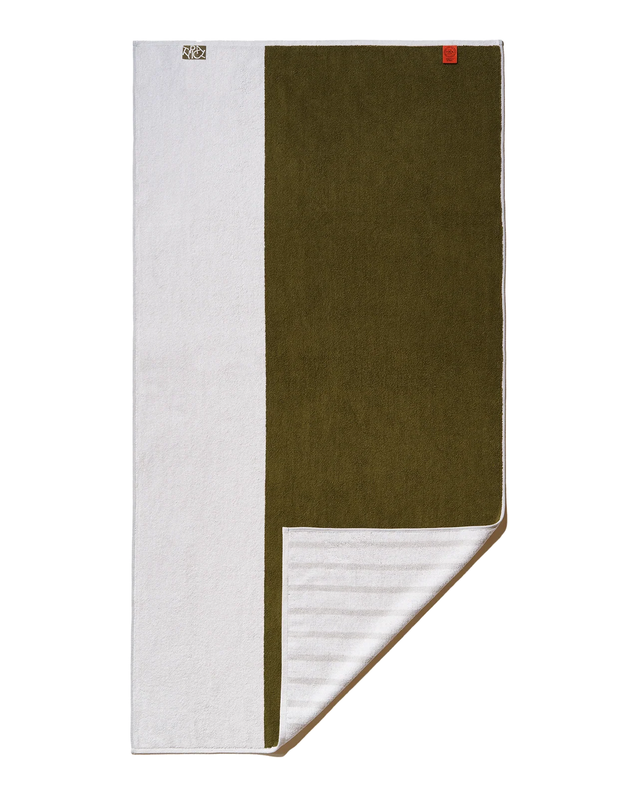 Typical Goods Offset Two Sided Stripe Stretch Towel – Ceramic Clay|Moss Green – 30" x 60" (Copy)