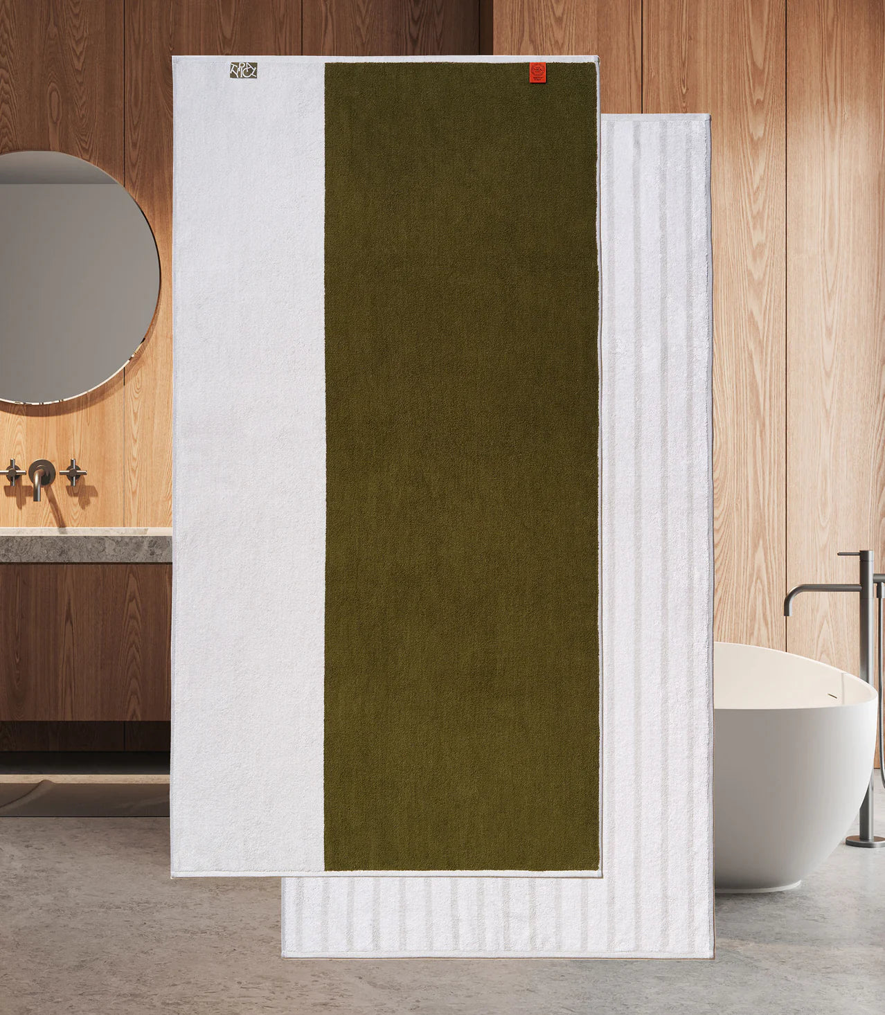 Typical Goods 双面条纹弹力毛巾 – 陶瓷粘土色|苔藓绿 – 30" x 60" (复制)