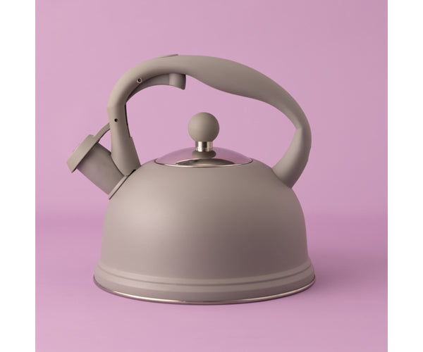 Typhoon Otto Stovetop Whistling Kettle  – 1Qt. - Pastel Grey / Silver Lid