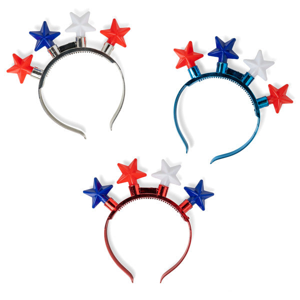 Patriot Pride Jumbo Flashing Star Headband – Assorted Colors – Each Sold Separately