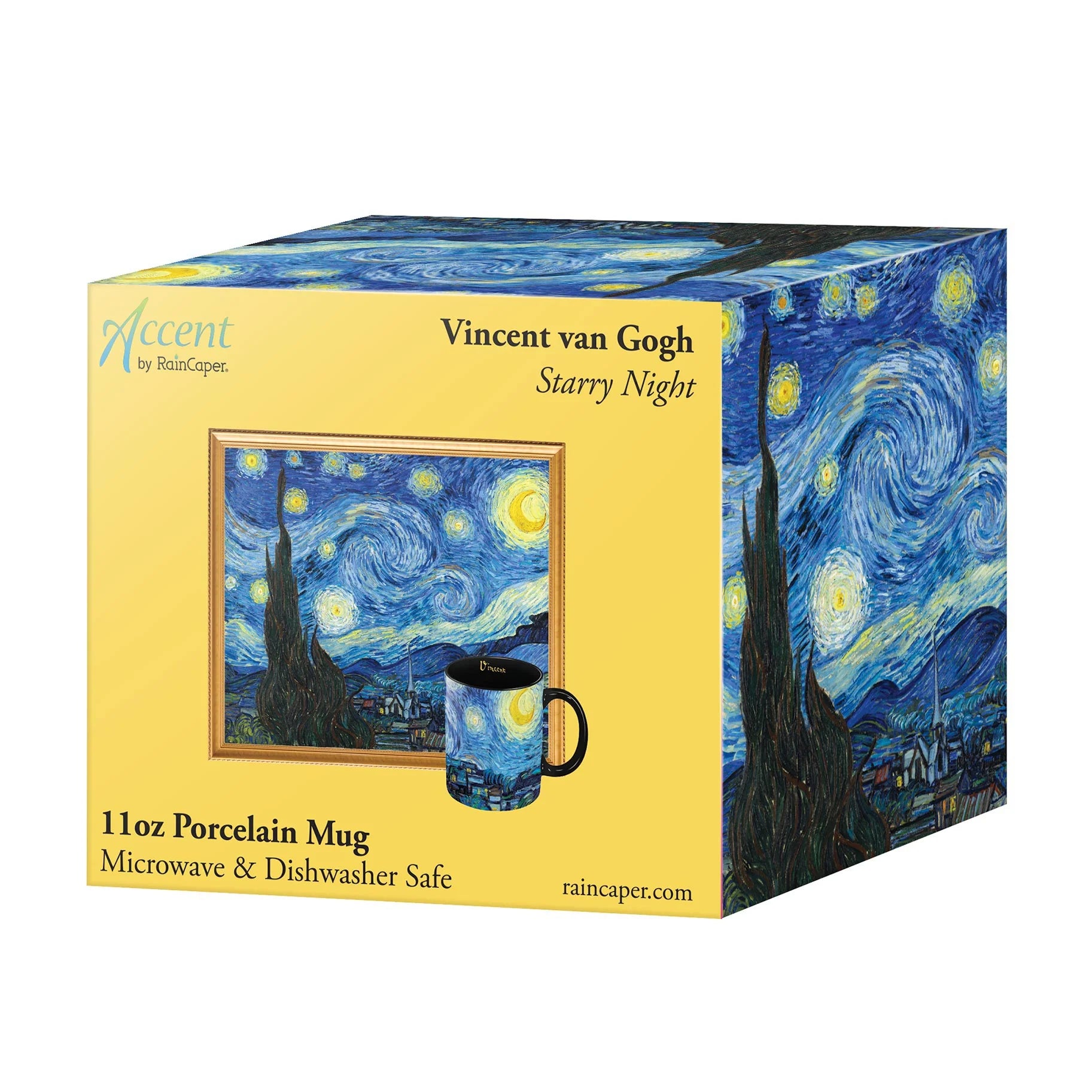Vincent Van Gogh „Sternennacht“ Porzellan Cappuccino Tasse – 213 Ml Mit Untertasse, Handgemaltes Design
