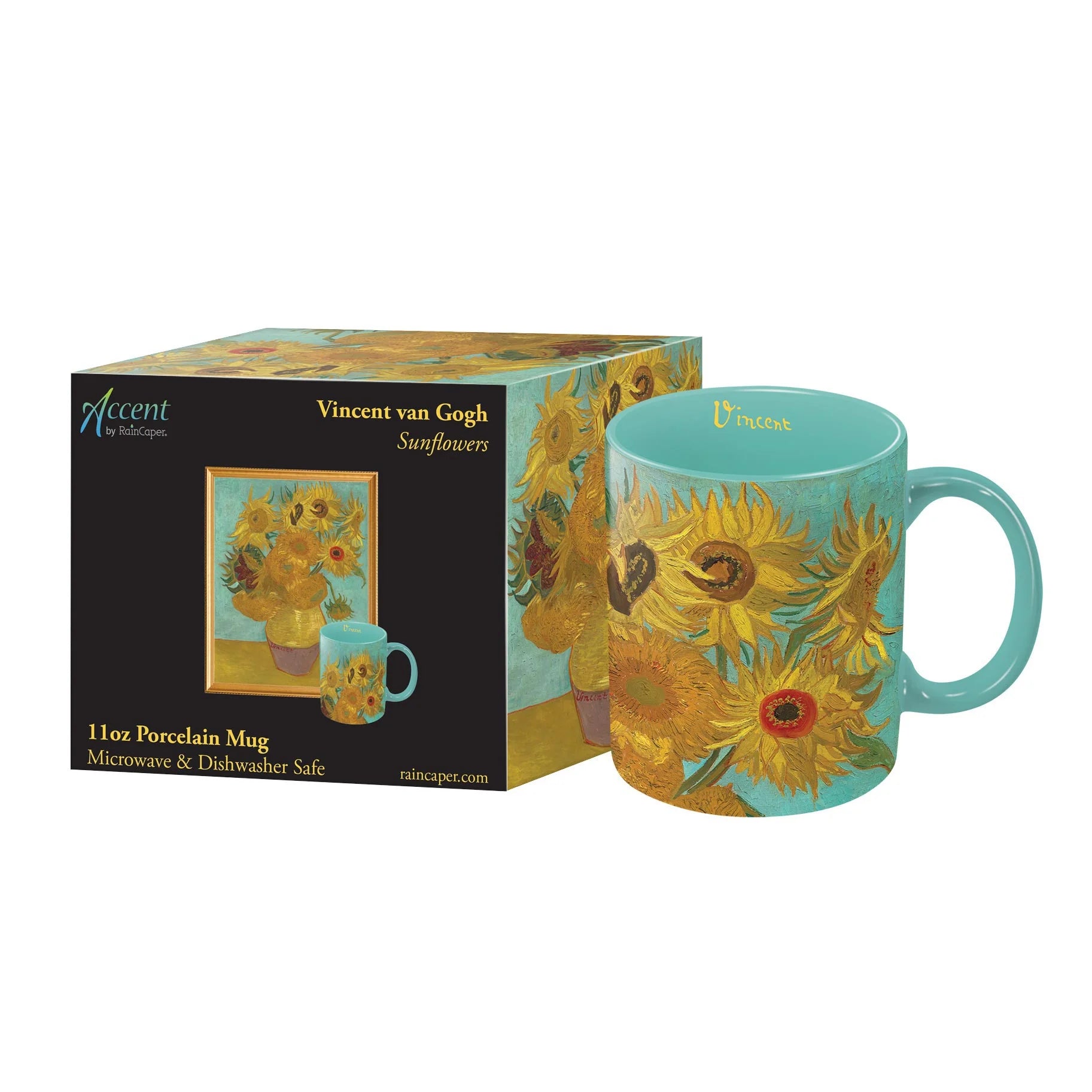 Porcelain Fine Art Coffee & Tea Mug – Van Gogh Sunflowers – 11oz.