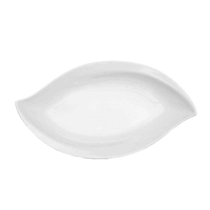 Q Squared Petal Melamine Small Serving Platter – White – 15" x 8.5"