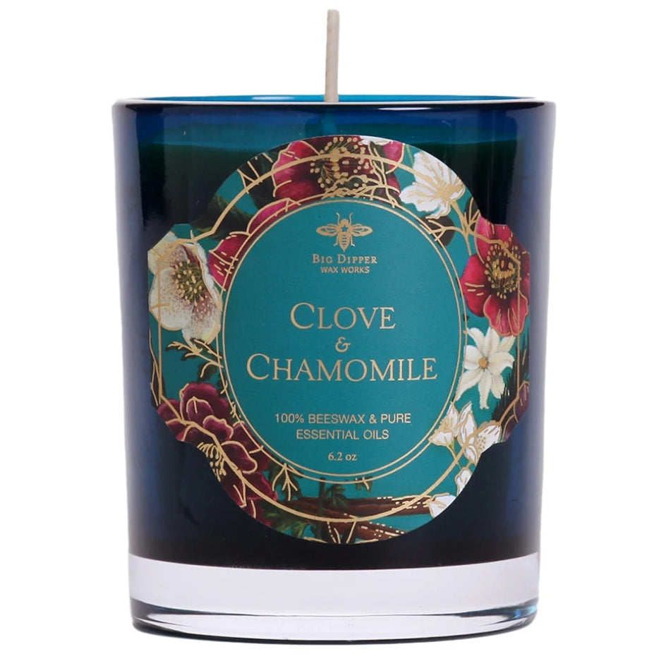 Winter Garden Beeswax Glass Candle – Clove & Chamomile – 6.2 oz