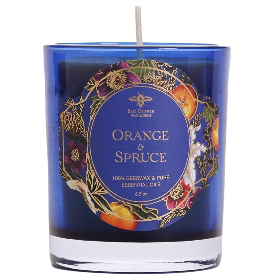 Winter Garden Beeswax Glass Candle – Orange & Spruce – 6.2 oz