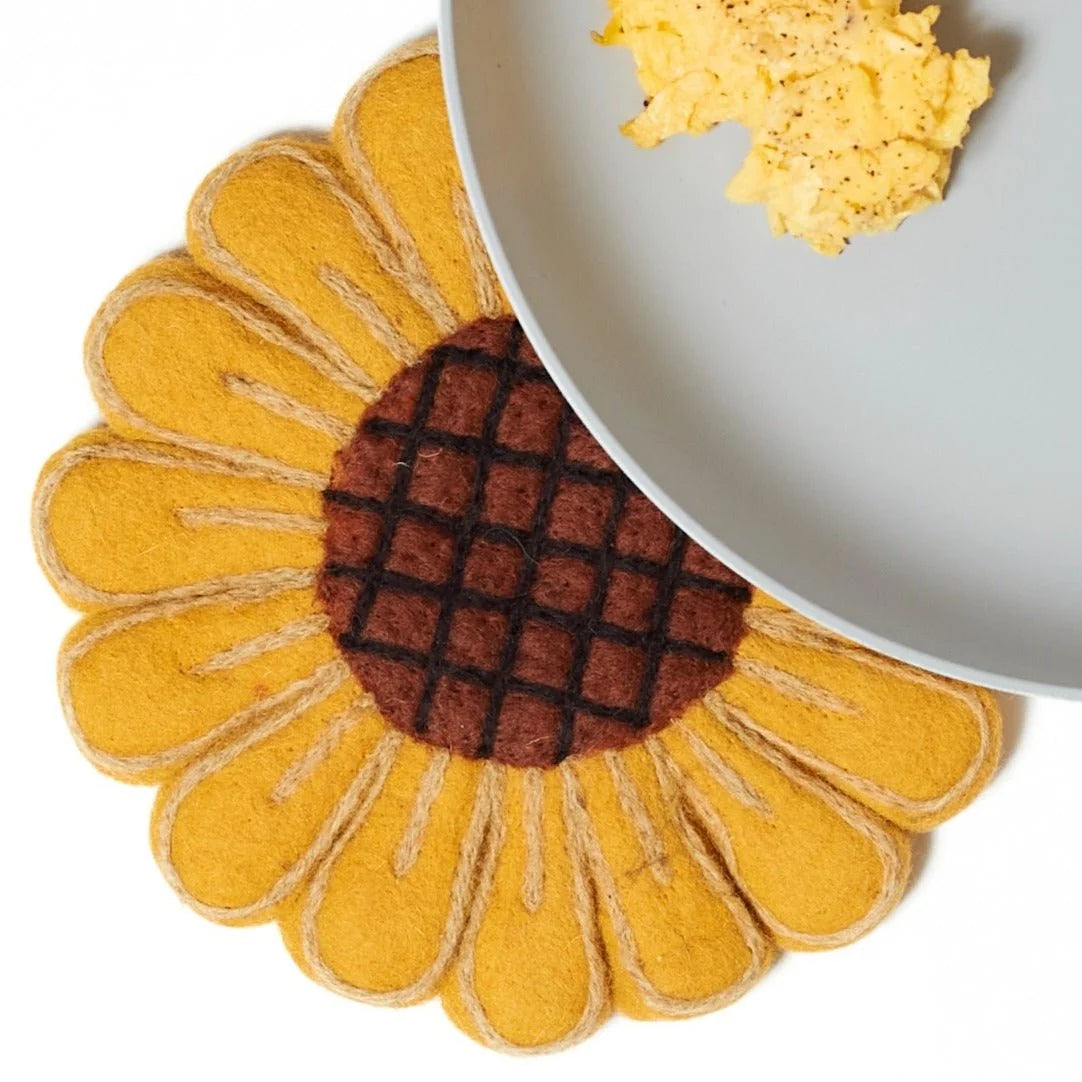 Once Again Wool Trivet - Sunflower – 8"