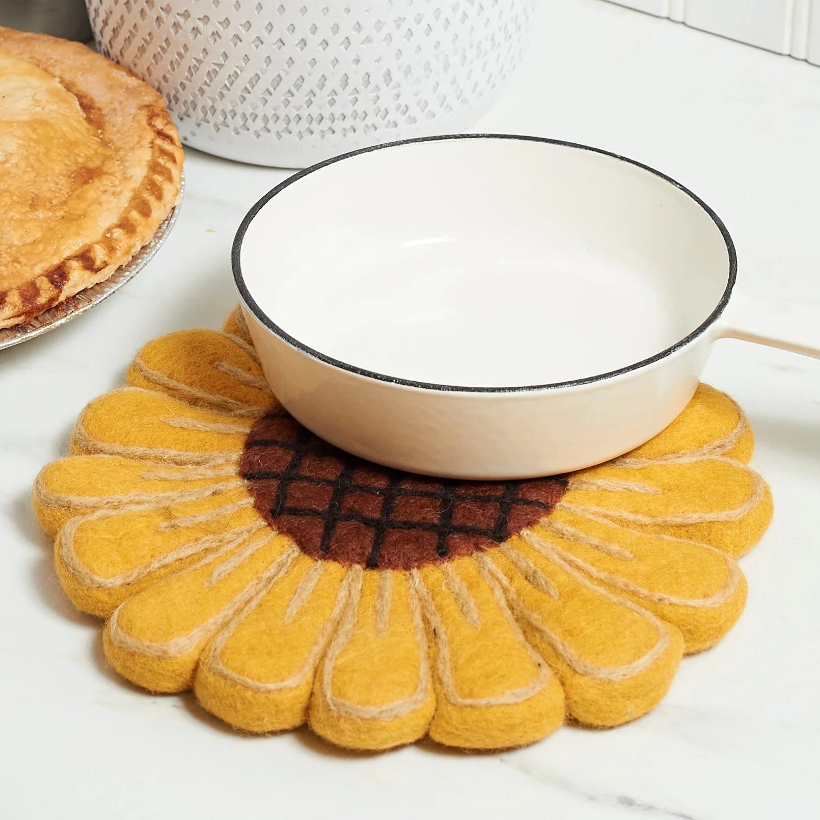 Once Again Wool Trivet - Sunflower – 8"