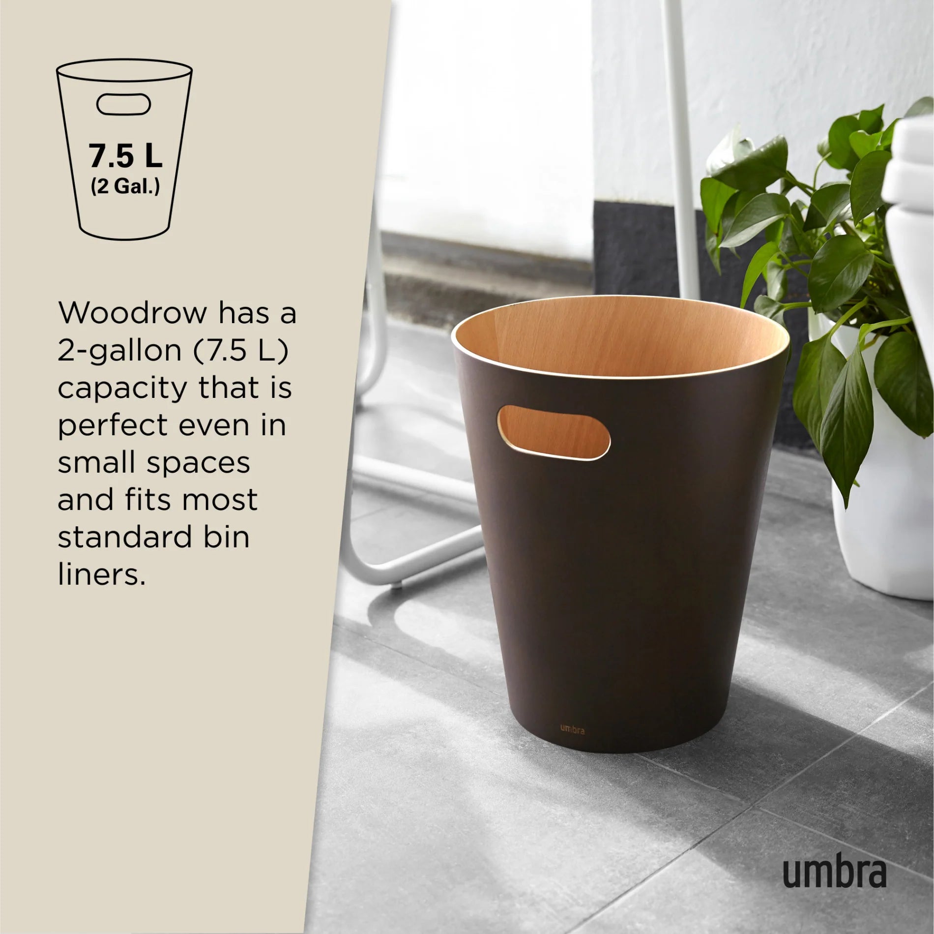 Umbra Woodrow Waste Can – Espresso