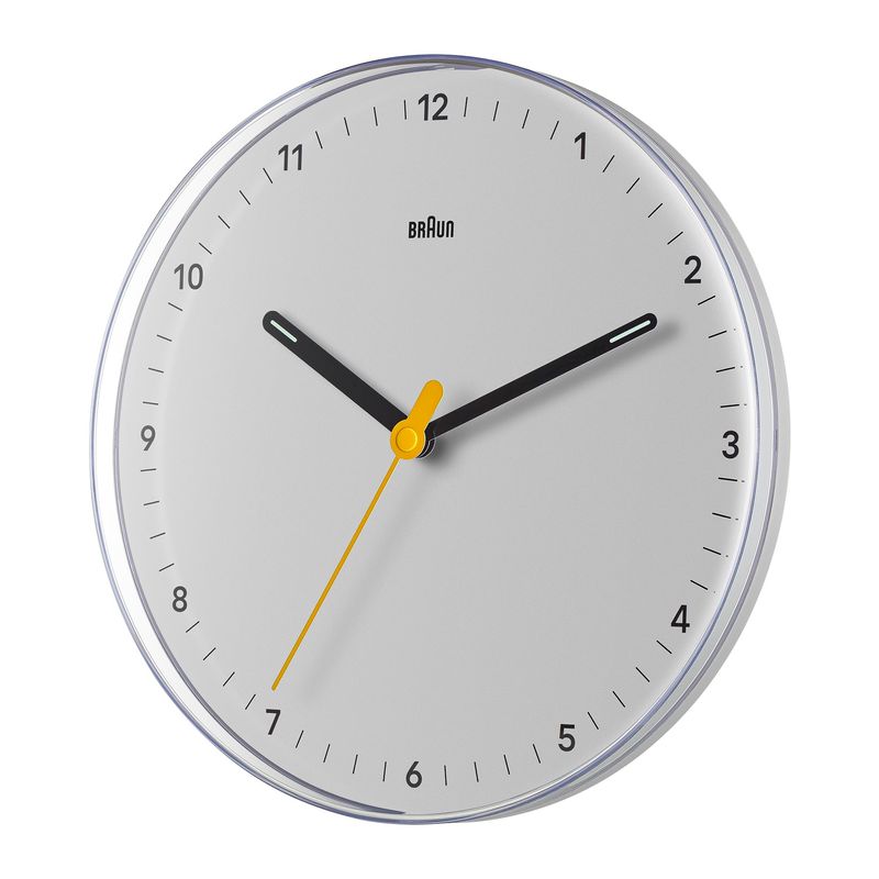 Braun Analogue Wall Clock BC26 With Silent Sweeping Quartz Movement – White – 9"