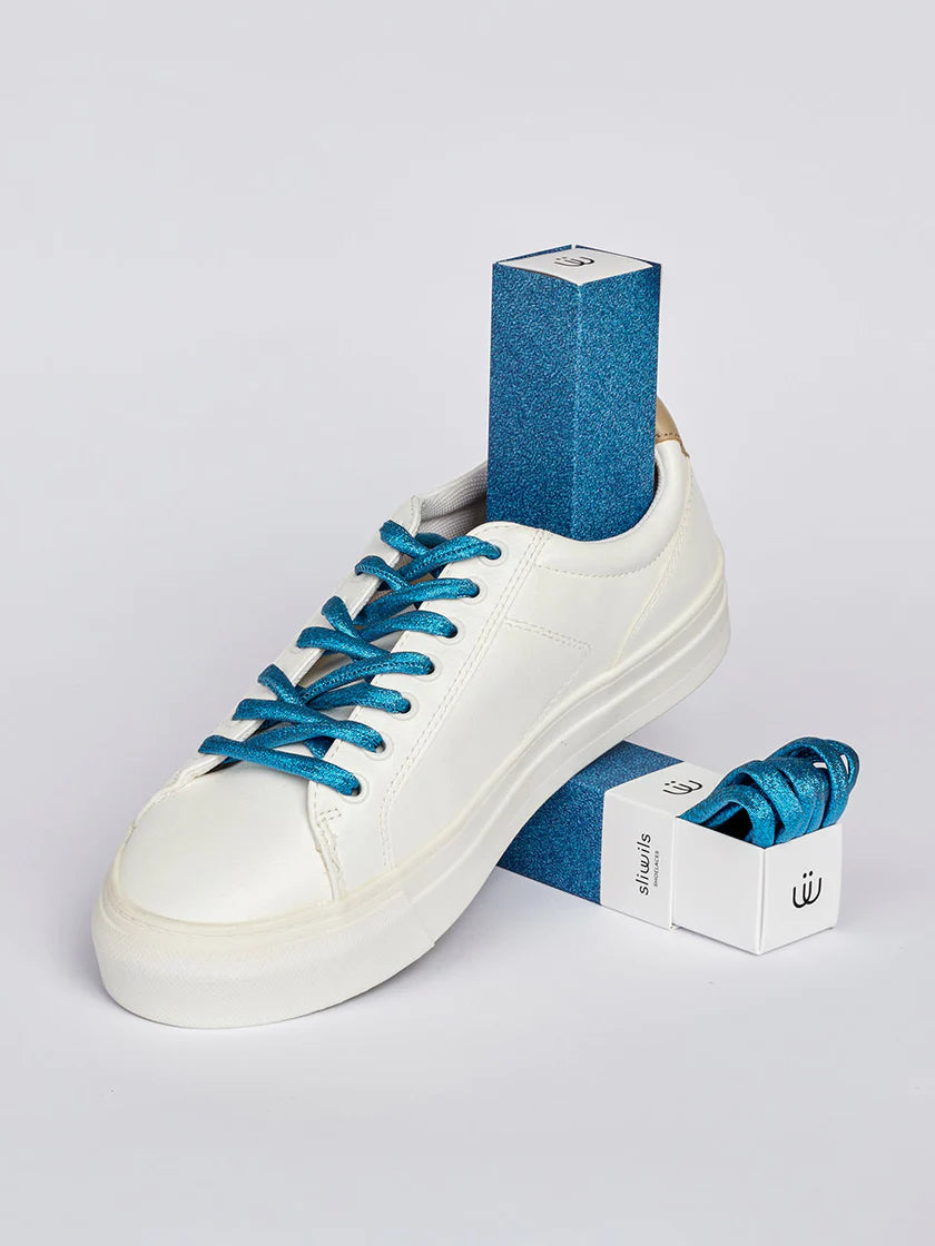 Sliwils Manhattan Shiny Shoelaces – Bright Blue