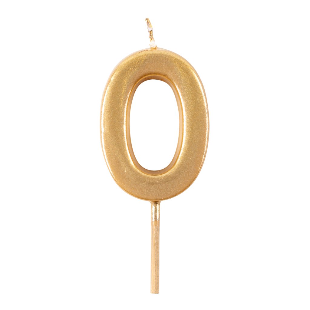 Number Birthday Candles in Gold – "0"