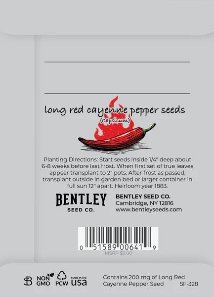 Bentley Seed Company – Happy Birthday Hot Stuff - Cayenne Pepper Seed Packets