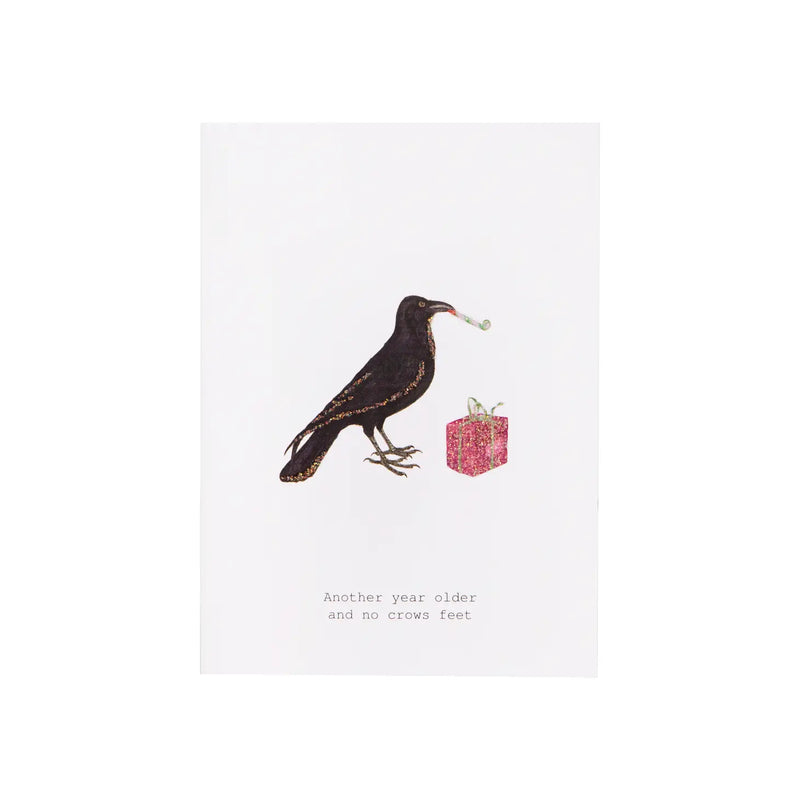 Another Year Older Crows Feet Glitter Birthday Greeting Card – 3.5" x 5"