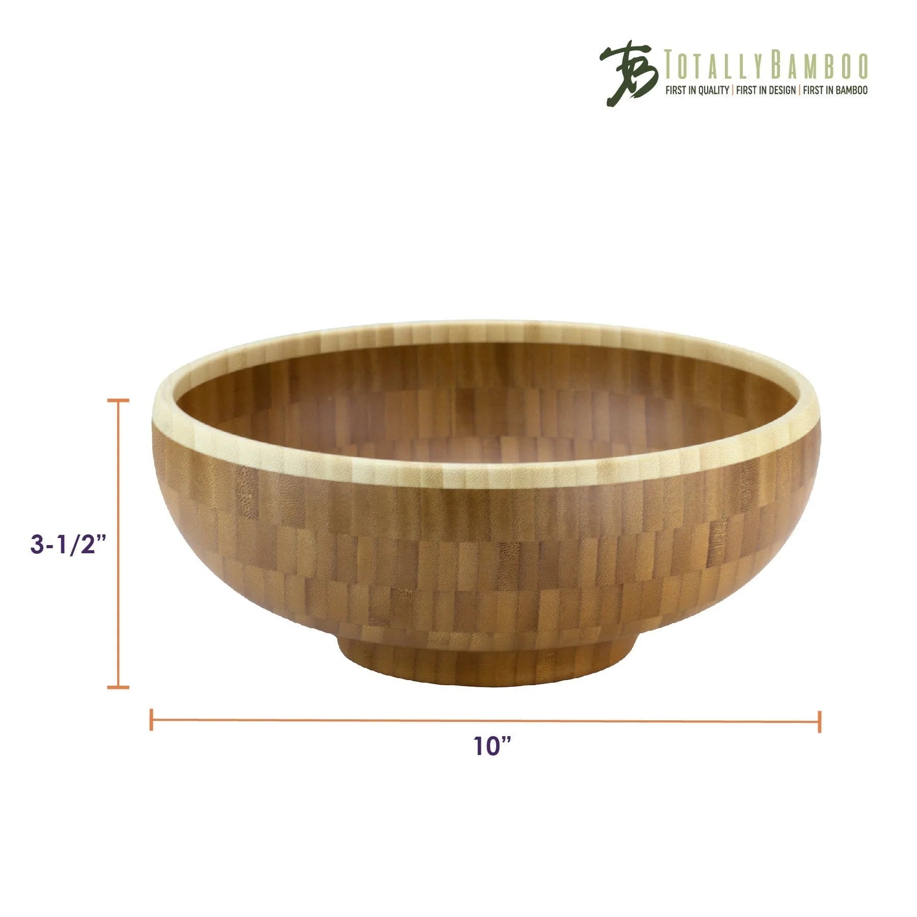 Totally Bamboo Classic Medium Bamboo Serving Bowl – 10"Dia. x 3-1/2"