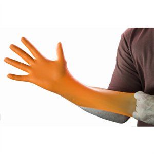 Heavy Duty One Size Fits Nitrile Gloves – Orange – Pack of 6