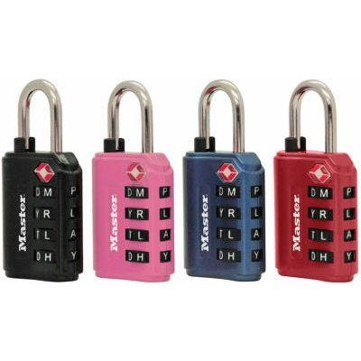 Master Lock TSA Word Luggage Lock with 4 Letter Dial – Assorted Colors - Sold Individually