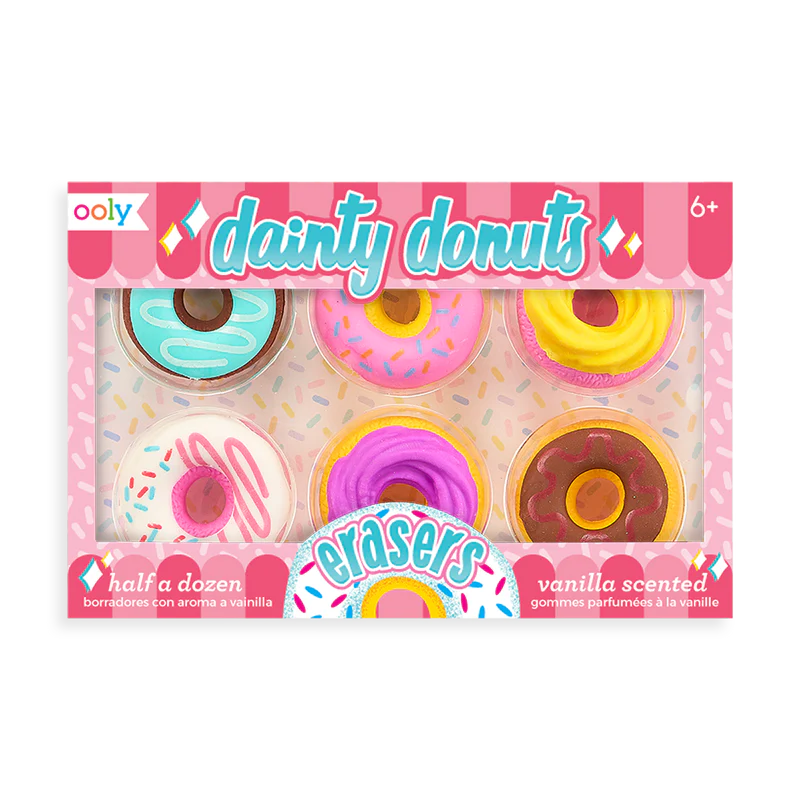 Dainty Donuts Vanilla Scented Pencil Erasers – Set of 6