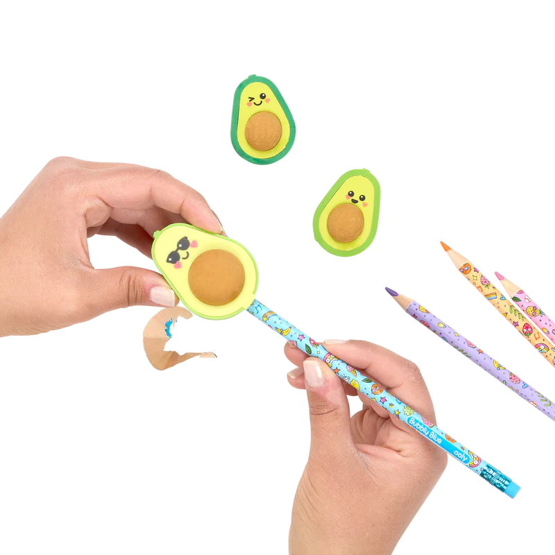Avocado Love – 2 Erasers + 1 Sharpener Set