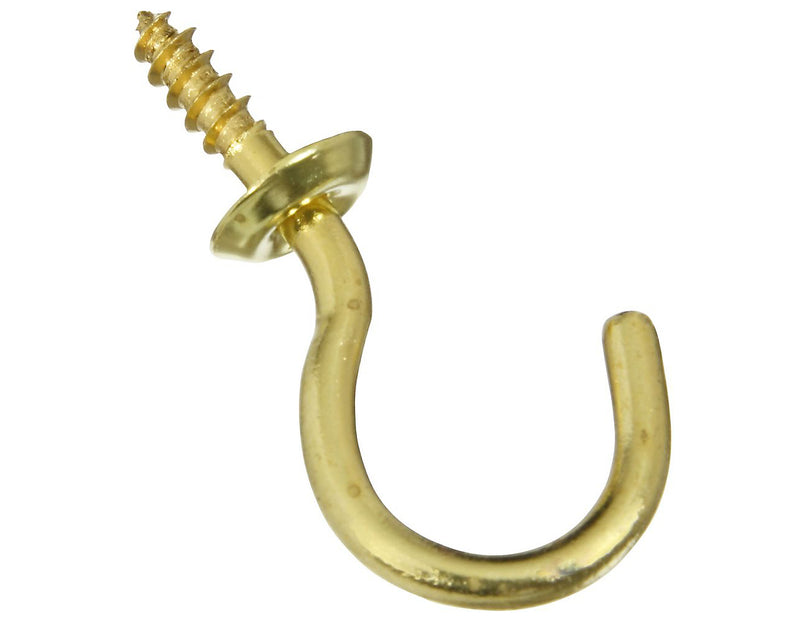 Solid Brass Cup Hooks – 1" – Pack of 4