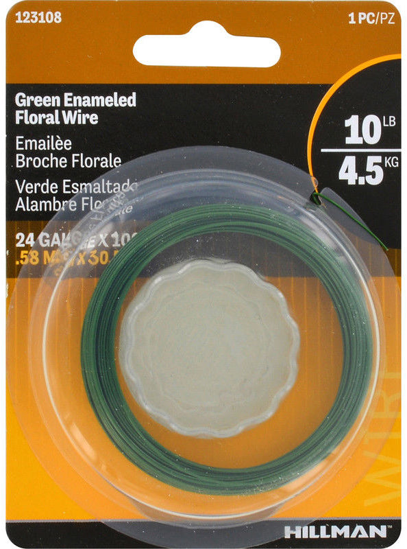 Hillman 10lb Green Enameled Floral Wire - 25ft