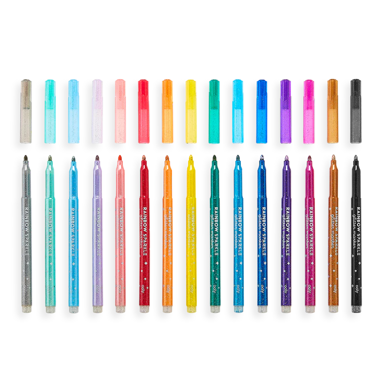 Rainbow Sparkle Glitter Markers – 15ct