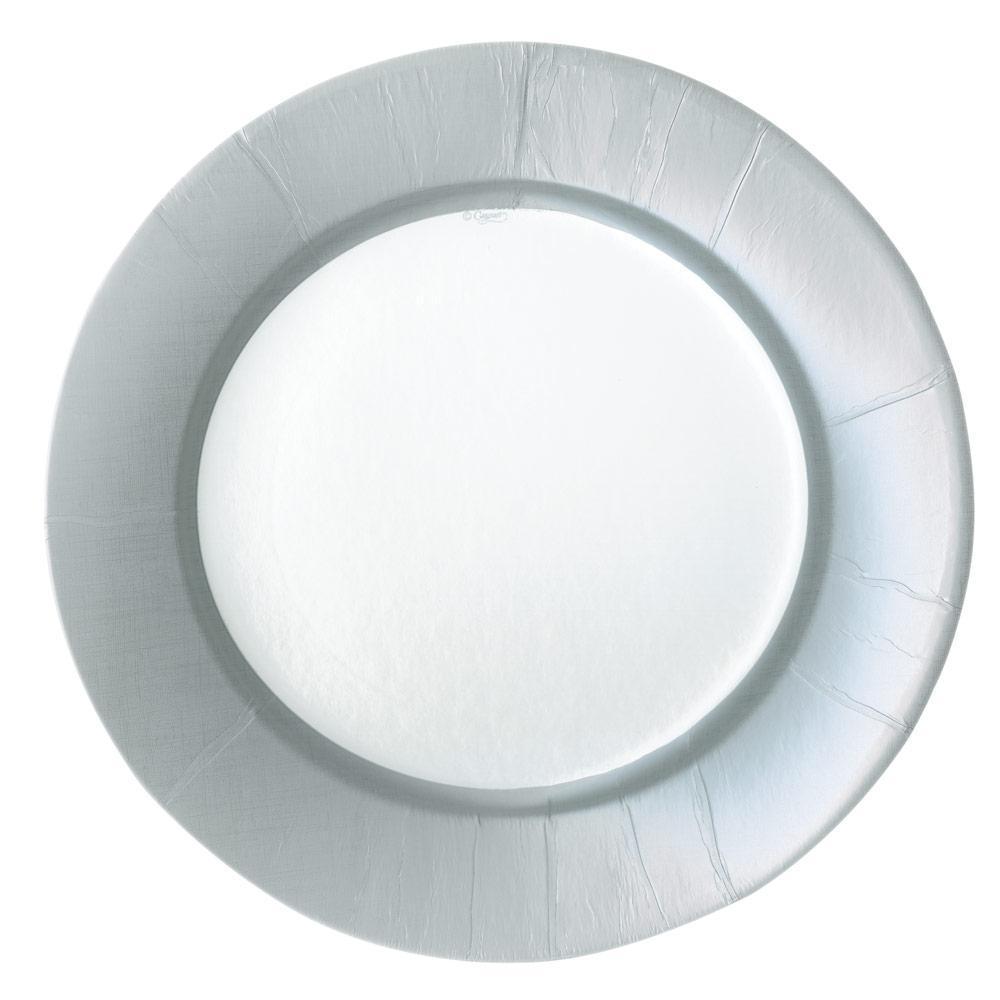 Caspari Linen Border Silver Paper Dinner Plates – 8pk