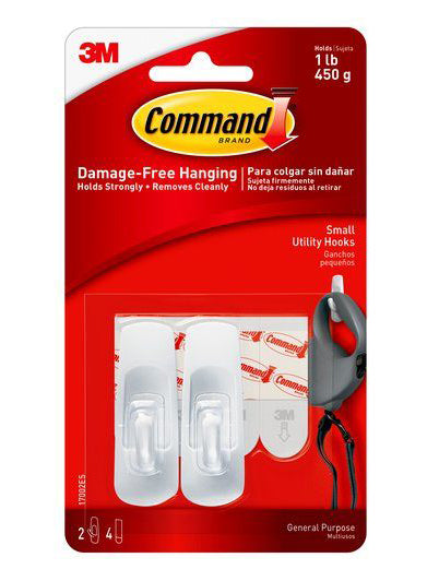 Command Small Utility Stick On Hooks – 1lb – Pack of 2
