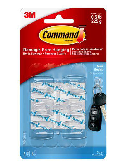 Command Clear Mini Hooks – 0.5lb – Pack of 6